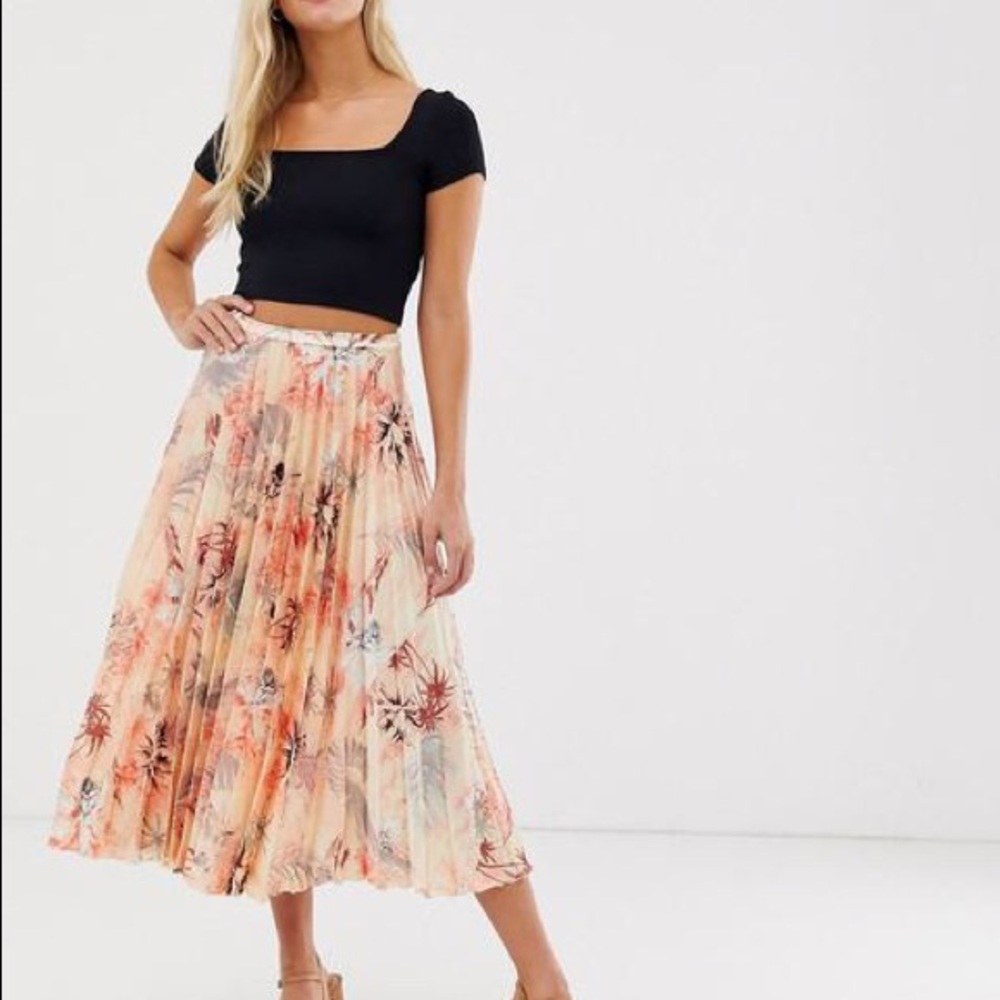 ASOS Hawaiian print satin midi skirt